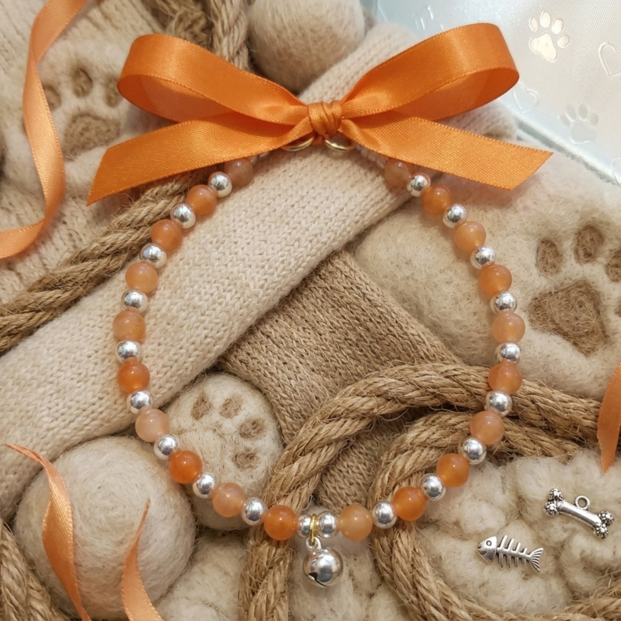 Collana per Cani in Giada Naturale e Ceramica Artigianale